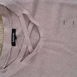 Relativity sweater with criss cross neckline L